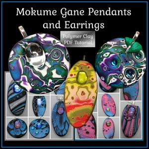 Mokume Gane Pendants and Earrings,  A Polymer Clay PDF Tutorial, DIY Jewelry
