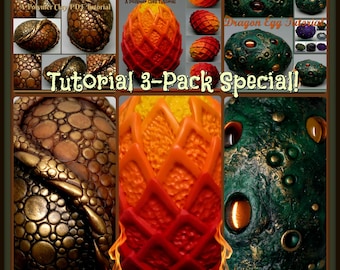 Dragon Eggs,  A Polymer Clay PDF Tutorial 3 Pack Special, Decorated Egg Paperweight, Fantasy Decor, GOT