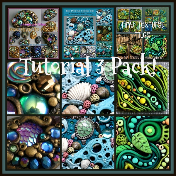 Tutorial 3 Pack Special, Inchies, Tidepool Suncatcher and Jewel Encrusted Pendants,  3 PDF Tutorials, Bundle Price