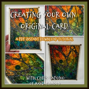 Cartão de arte, cartão de felicitações DIY, pintura com tinta alcoólica, lindo cartão feito à mão, tutorial em PDF, cartões pintados à mão, cartões como presentes