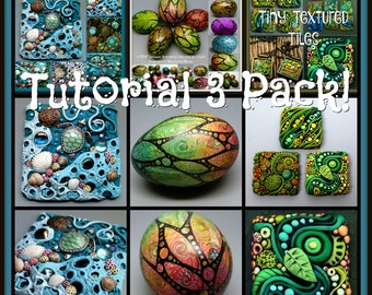 Tutorial 3 Pack Special, Inchies, Tidepool Suncatcher and Beautiful Painted Eggs,  3 PDF Tutorials, Bundle Price