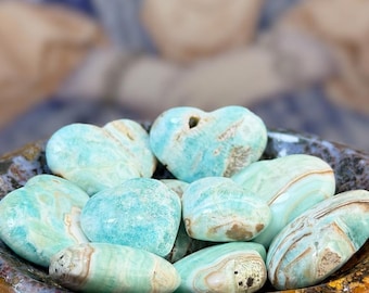 Caribbean Calcite Mini Heart | 1-1.5 Inch Crystal Heart | Intuitively Chosen | Blue Aragonite Stone | Pocket Crystal Gift