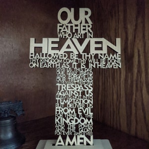 Lord&#39;s Prayer | Cross | Laser Engraved | Wood | Christian | Art