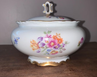 Vintage Reichenbach (Germany) floral china serving dish/bowl with lid