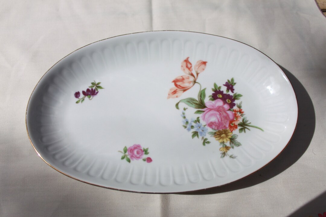 Vintage Porcelain China Plate/bowl/dish With Flowers Etsy