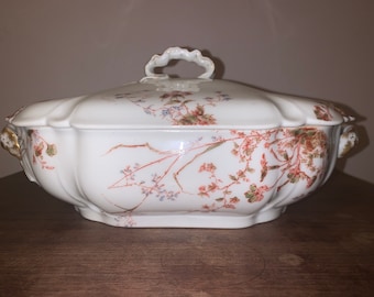 1888-1896 Haviland & Co. Limoges France Floral Covered Serving Dish Bowl