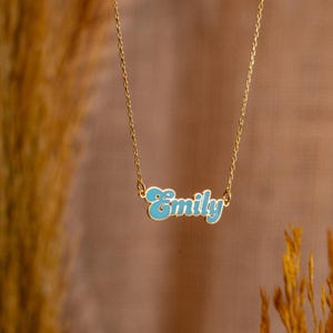 Dainty Colorful Name Necklace, Personalized Name Jewelry, Gold Name Necklace, Kids Name Necklace, Birthday Gift for Kids, Gift for Her