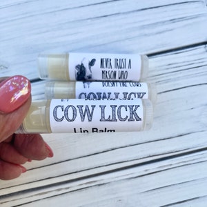 Cow Lick Lip Balm, Funny Gag gift for Farm Girl, Cow  Lover, Stocking Stuffer, 100% all natural ingredients, Gift for Her Chapstick