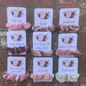 Scrunchie Velvet Hair Tie Bridesmaid Gift Bachelorette Party Favor Scrunchies Hairties