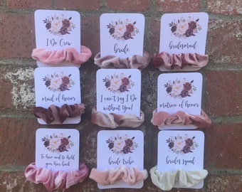 Scrunchie Velvet Hair Tie Bridesmaid Gift Bachelorette Party Favor Scrunchies Hairties