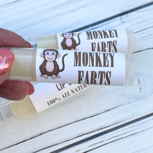 Monkey Farts Lip Balm, Funny Gag gift, Stocking Stuffer, 100% all natural ingredients, Gift for Her Chapstick
