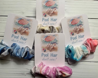 Pool Hair don't care Scrunchies, Tie Dye Scrunchies, Bachelorette Party Favors, Bridesmaid Gift