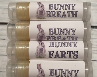 Bunny Breath Lip Balm, Bunny Farts, Funny Gag gift, Bunny Lover, Gift for Her, Easter Basket Gift, CoWorker Gift Stocking Stuffer