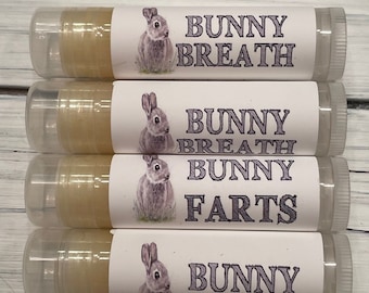 Bunny Breath Lip Balm, Bunny Farts, Funny Gag gift, Bunny Lover, Gift for Her, Easter Basket Gift, CoWorker Gift Stocking Stuffer