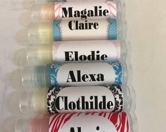 Bachelorette Party Personalized Lip Balms, Wedding Favors, Bridal Shower Favors, All Natural Ingredients, You Choose Color and Personalize