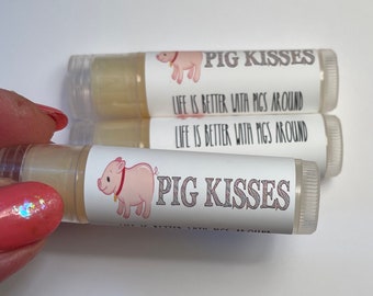 Pig Kisses Lip Balm, Funny Gag gift for Farm Girl, Cow Girl, Pig Lover, Stocking Stuffer,Natural Ingredients, Gift for Her Chapstick