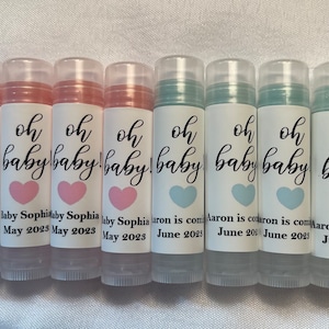 Oh Baby Favors,  Lip Balm, Baby Shower Party Favors, Chap Stick, Personalized Baby Shower Favors