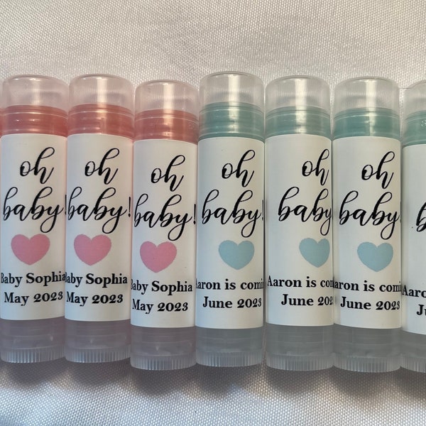 Oh Baby Favors,  Lip Balm, Baby Shower Party Favors, Chap Stick, Personalized Baby Shower Favors