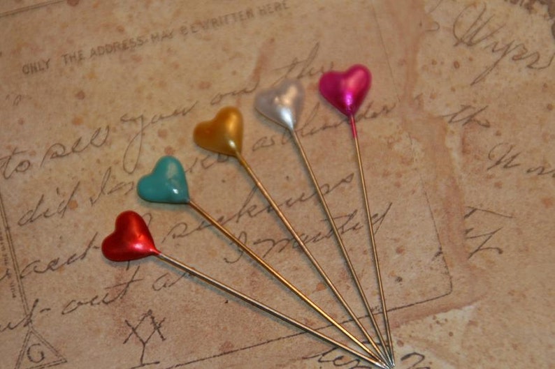 Heart Sewing Pins Heart Pins Heart Straight Pins Wedding Etsy