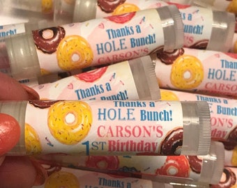 Lip Balms Thanks a HOLE Bunch Party Favors, Donut  Birthday Party Favors, Personalized Lip Balm