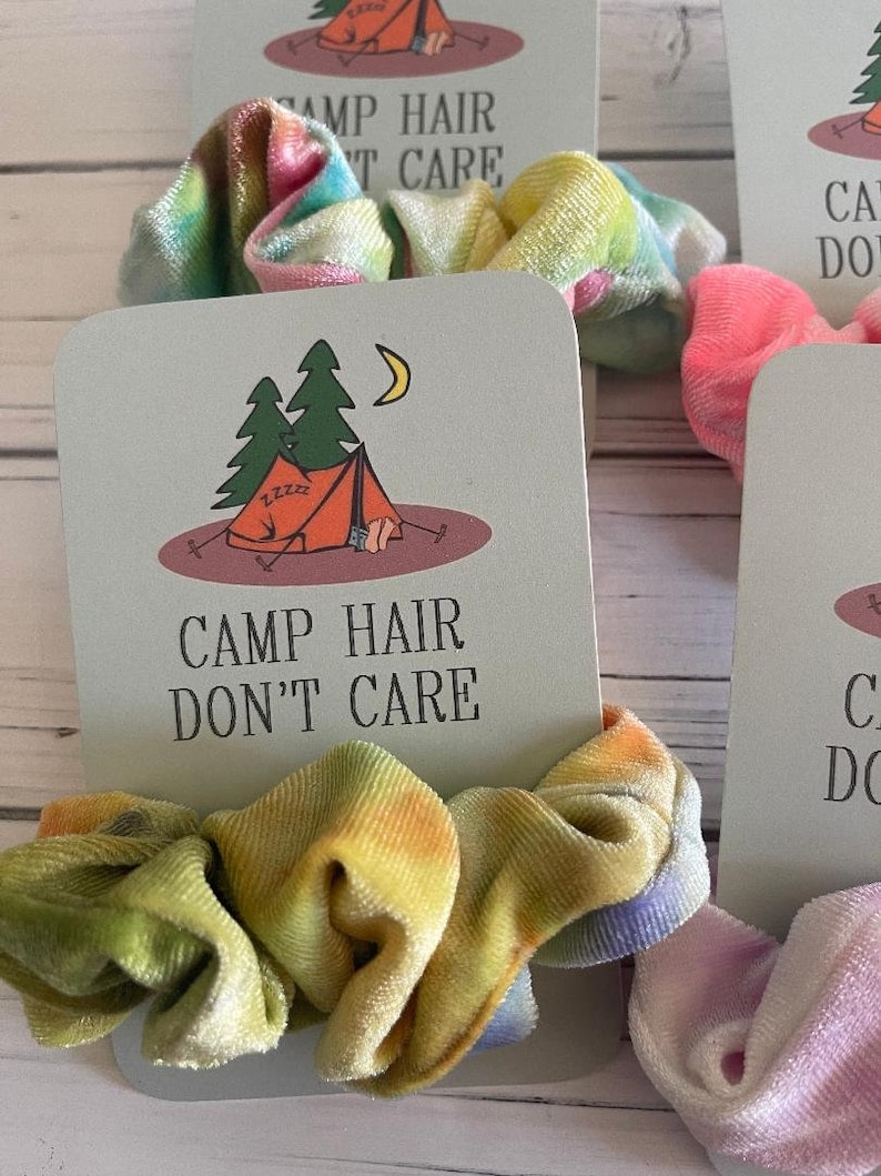 Camp Hair don't care, Scrunchies, Tie Dye Scrunchies, Hair Ties, LDS Girls Camp Hair Dont Care image 2