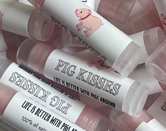 Pig Kisses Lip Balm, Funny Gag gift for Farm Girl, Cow Girl, Pig Lover, Stocking Stuffer,Natural Ingredients, Gift for Her Chapstick
