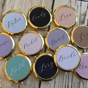 Bridesmaid Compact Mirror, Bridesmaid Gift,Personalized Compact Mirror Bridal Party Gift, Maid of Honor Gift, Bachelorette Party Gift