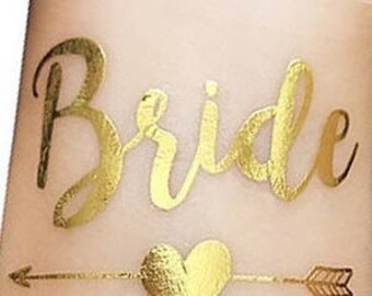 Bachelorette Party Tattoo,Team Bride Gold Tattoo, Bride Tribe, Bride Gold Tattoo,Bridesmaid Gift, Temporary Tattoo,Bachelorette Party Favor