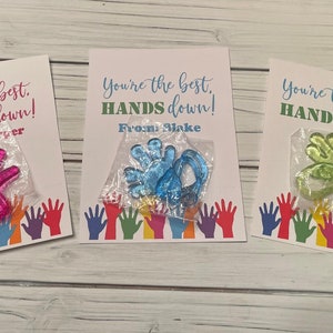 Valentine Sticky Hand Classroom Gift,  Personalized Valentine,   Classmate Valentine, Kids Valentine, Non Candy Valentine