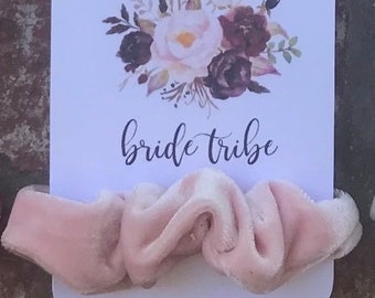 Bride Tribe Scrunchie Velvet Hair Tie Bridesmaid Gift Bachelorette Party Favor Scrunchies