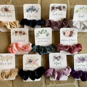 Scrunchie Velvet Hair Tie Bridesmaid Gift Bachelorette Party Favor Scrunchies Hairties