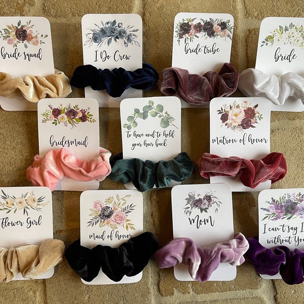 Scrunchie Velvet Hair Tie Bridesmaid Gift Bachelorette Party Favor Scrunchies Hairties