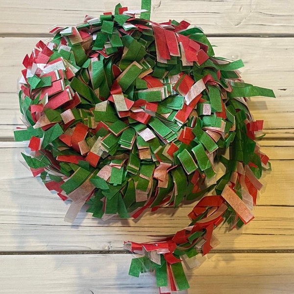 Tissue Paper Garland, Festooning, Tissue Festooning Garland, Paper Fringe,Red and Green Festooning Tissue, 25 Feet, Christmas Crafts