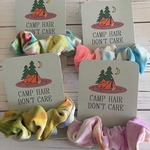 Camp Hair don't care, Scrunchies, Tie Dye Scrunchies, Hair Ties, LDS Girls Camp Hair Dont Care image 1