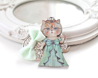 Capelli Clip gatto verde vestito principessa kawaii lolita accessorio