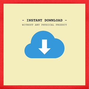 May include: A blue cloud with a white downward arrow in the center. The text "INSTANT DOWNLOAD - WITHOUT ANY PHYSICAL PRODUCT" is above the cloud.