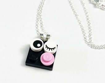 Handmade LEGO Winky Kissy Face Necklace