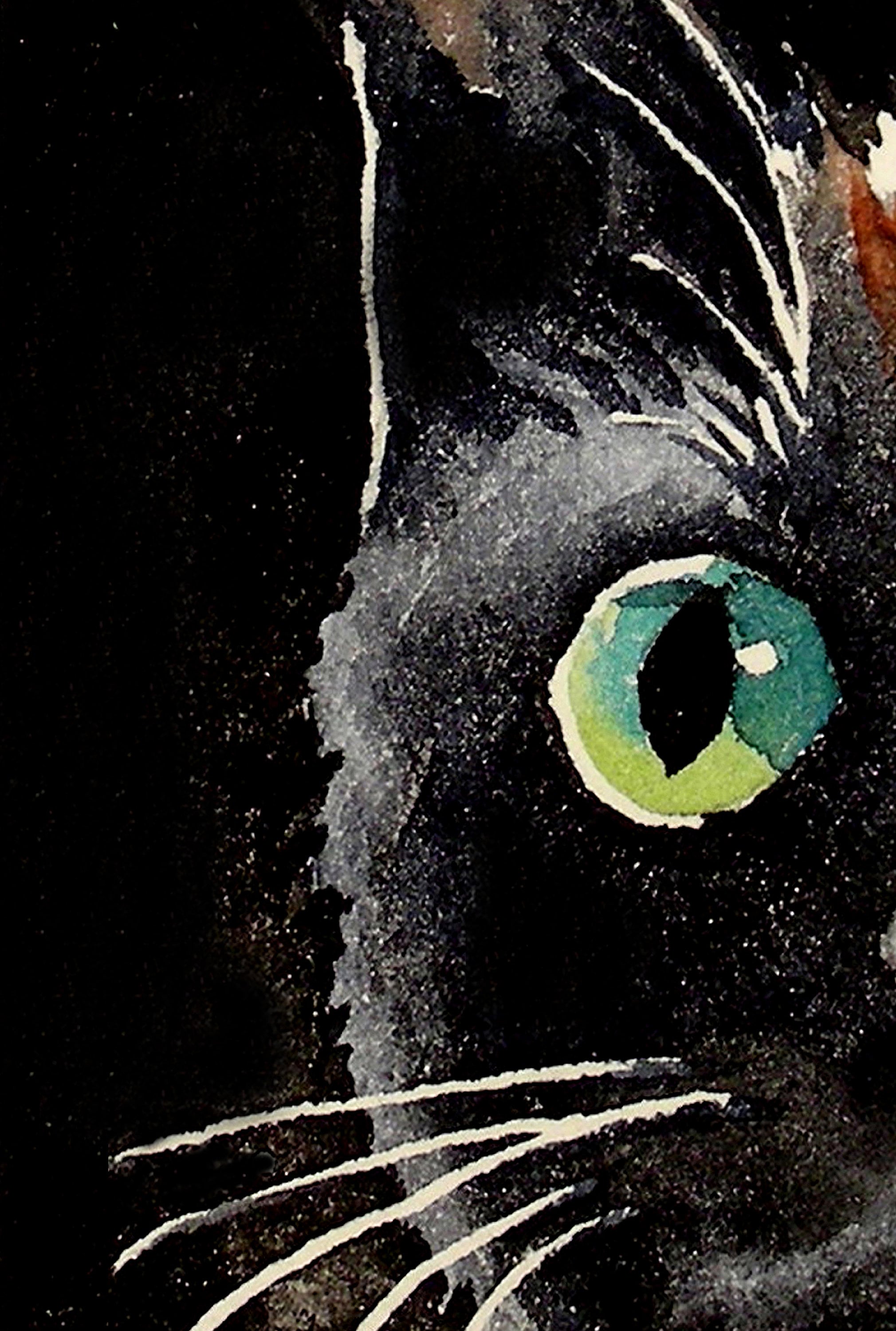 Black Cat Prints wall art Black Cat painting Black Cat Etsy