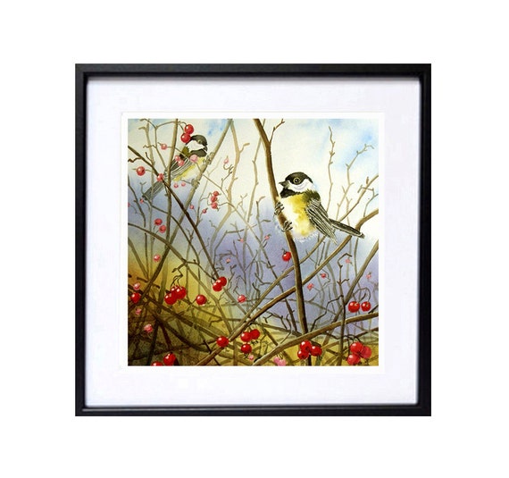 Chickadee Bird Painting A Giclee Print of my Watercolor | Etsy