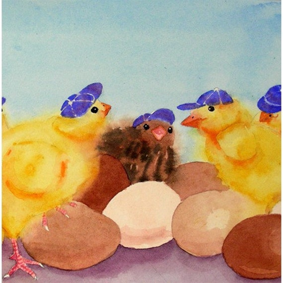 Items similar to Animal Art Chicks Original on Etsy