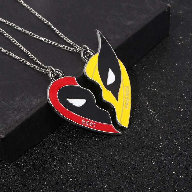 Deadpool and Wolverine Best Friends Necklace Set Split Heart Matching Pendant Necklace Etsy