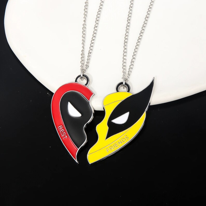 Deadpool and Wolverine Best Friends Necklace Set Split Heart Matching Pendant Necklace Etsy
