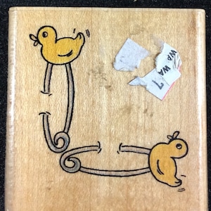 Pato de goma Pin Pin Corner Sello de goma montado en madera de Inkadinkado, bebé, bebé, ducha, nacimiento, anuncio