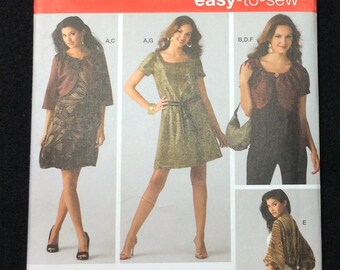 Simplicity Misses' Dress Or Top, Jacket, Shrug, Belt And Belt Pattern 3533 Size 6, 8, 10, 12, 14 Easy To Sew