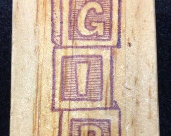 Girl Blocks Wood Mounted Rubber Stamp