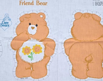 Bedtime Bear And Friend Bear Fabric Panel, Stuffed Pillows, 1983 American Greetings, DYI, Sewing, Cut N Sew, 6714, Springs Industries