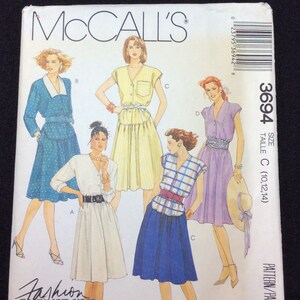 McCall&#39;s Misses&#39; Blouse And Skirt Pattern 3694 Size 10, 12, 14