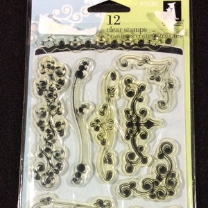 All About Borders Clear Unmounted Rubber Stamp Set From Inkadinkado, Flowers, Rocks, Swirls, Dots, Ovals, Daisy