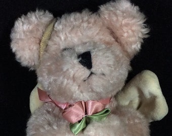 Oso de peluche artesanal de Boyd, ángel, 20 cm, articulado, retirado, de peluche, con etiquetas colgantes, rosas, colección de archivo.