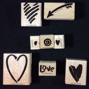 ハートトーク木製マウントゴムスタンプセットStampin Up製、ハート、愛、結婚、デート、婚約、結婚式、シャワー、記念日、2ステップ